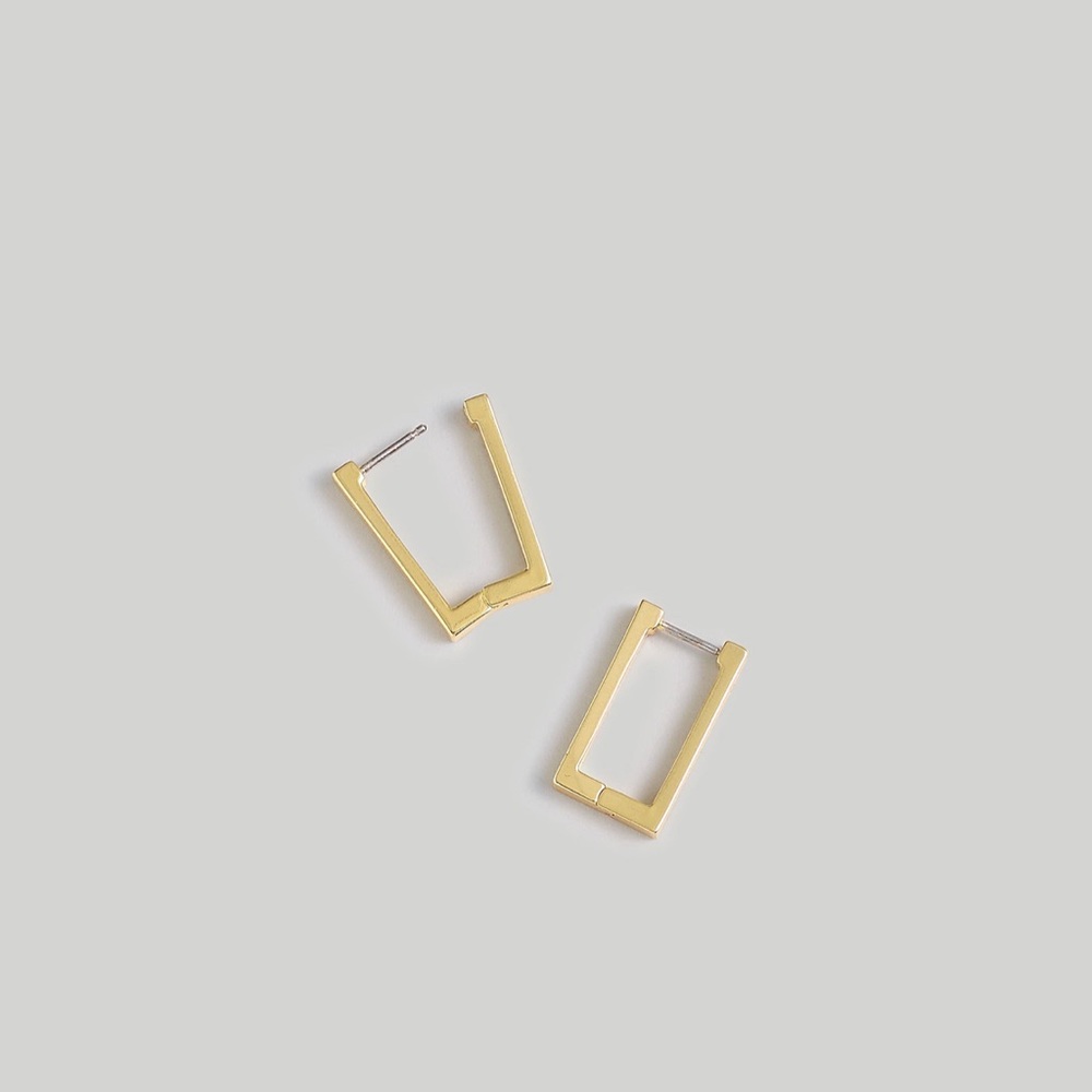 New Madewell Square Huggie Hoop Earrings, Vintage Gold color